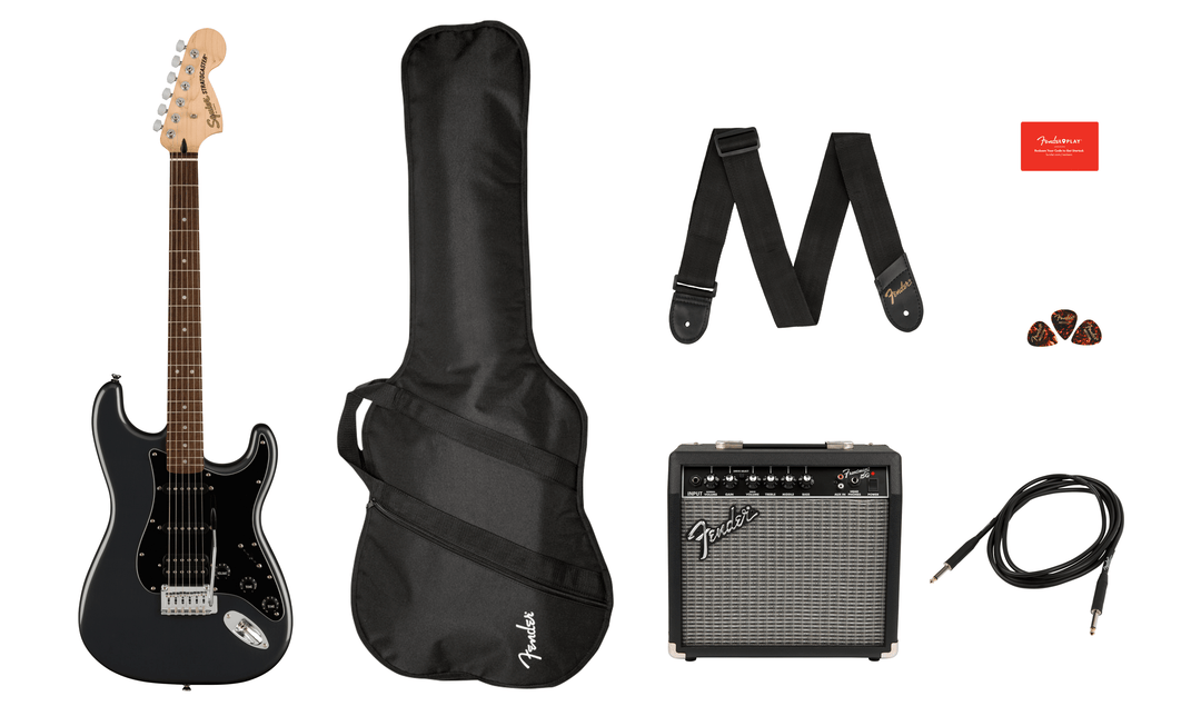 Fender Squier Sonic Stratocaster El-Guitar Start -paketti (musta)