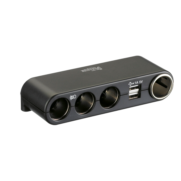 Virtalähde 4 liitännällä ja USB:llä, 12/24 V