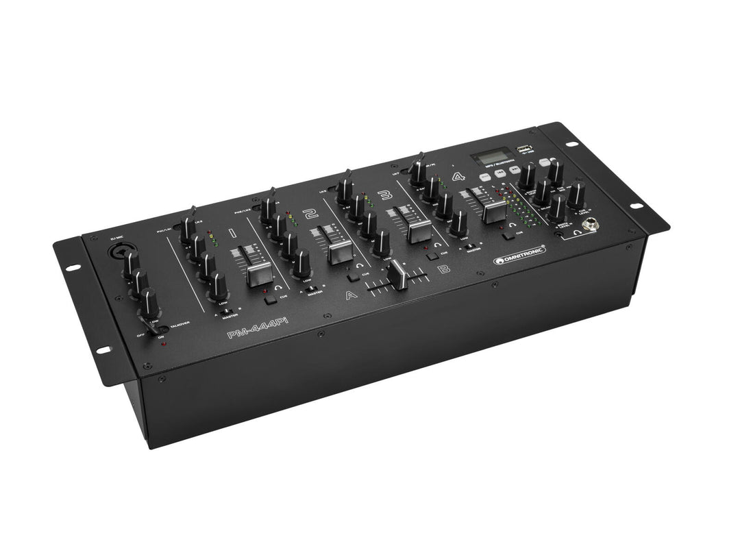 OMNITRONIC PM-444Pi 4-kanavainen DJ-sekoitin soittimella & USB-liitännällä