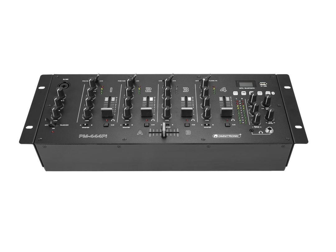 OMNITRONIC PM-444Pi 4-kanavainen DJ-sekoitin soittimella & USB-liitännällä