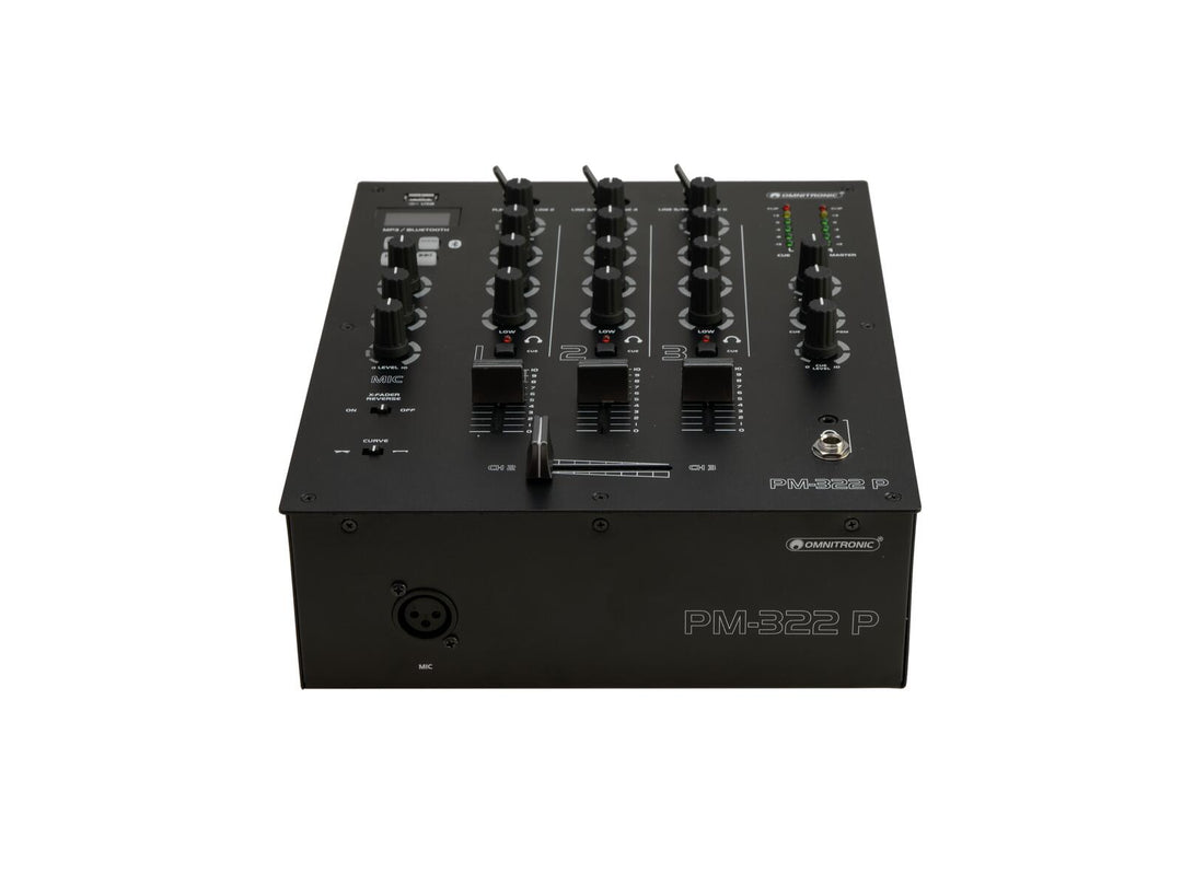 OMNITRONIC PM-322P 3-kanavainen DJ-mikseri, jossa Bluetooth ja USB-soitin