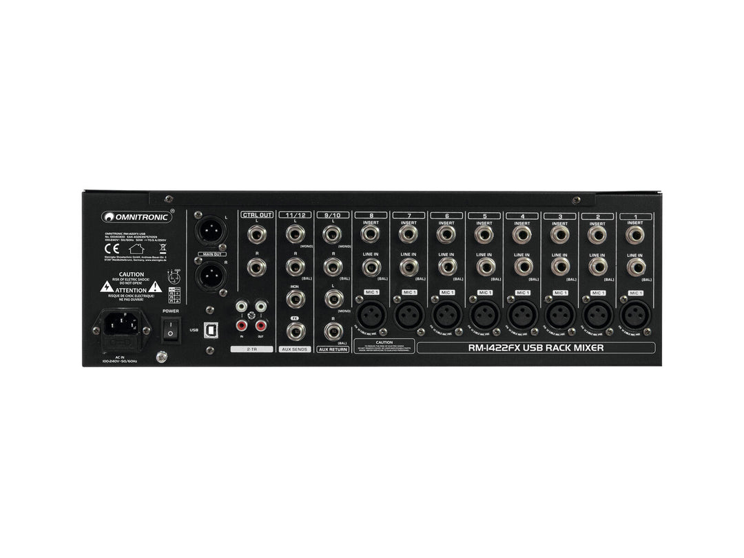 OMNITRONIC RM-1422FX USB-räkki-mikseri