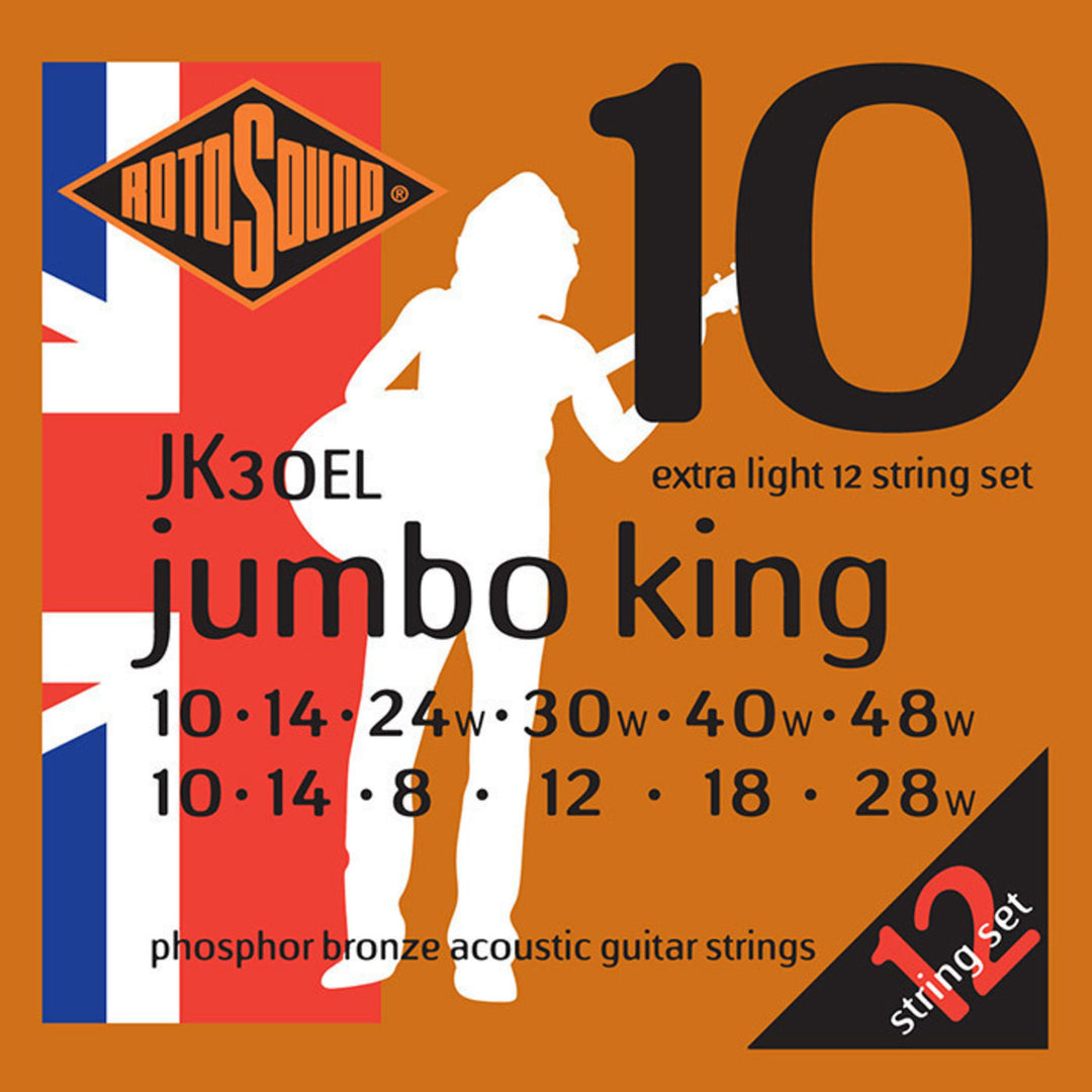 Rotosound Kielit akustiselle kitaralle Jumbo King - Set 12-string Extra Light 10-48 (JK30EL)