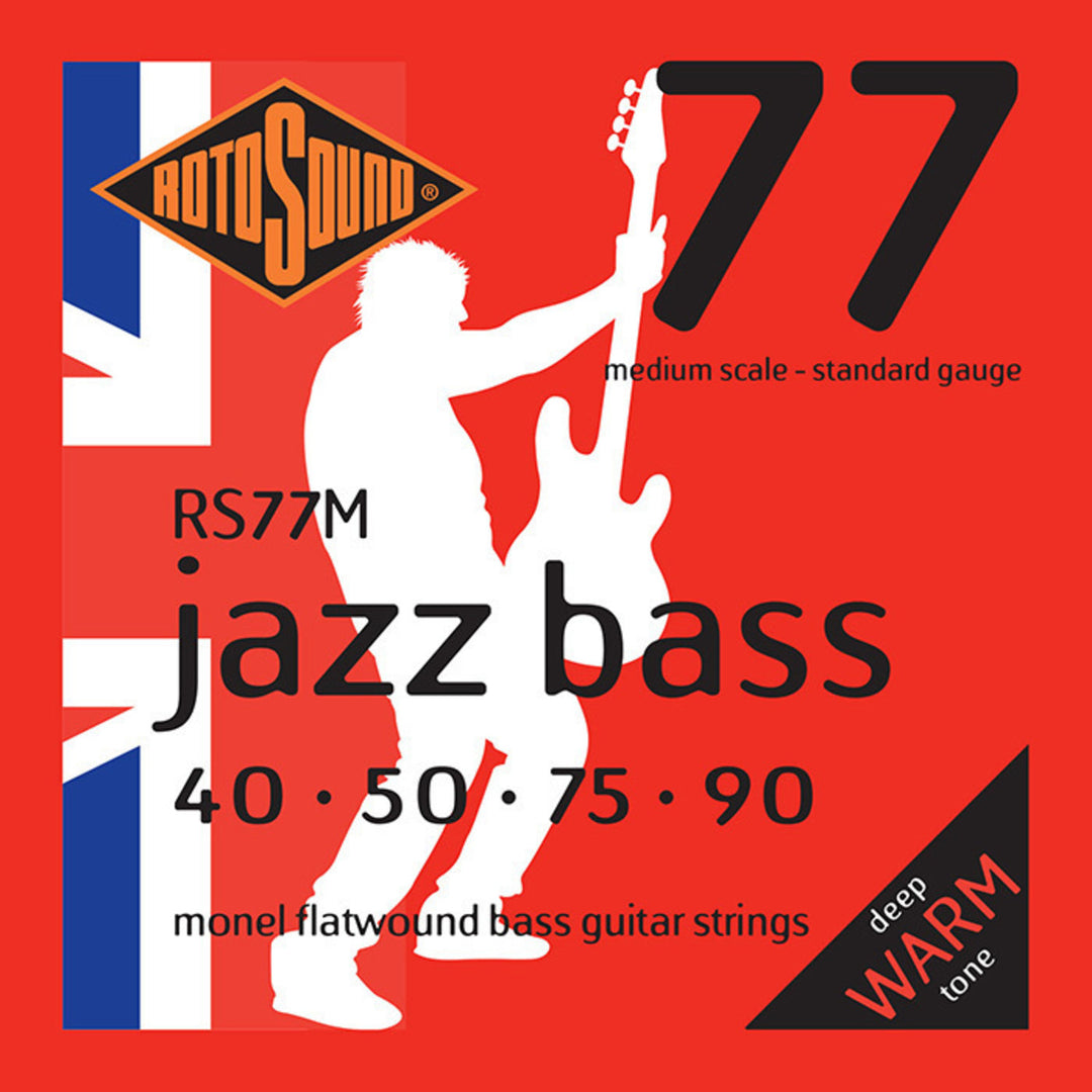 Rotosound Jazz Bass Strings Jazz Bass 77 - 4-kielinen setti Medium 40-90 // Medium-mittakaava (30.5"/772mm–32"/810mm) (RS77M)