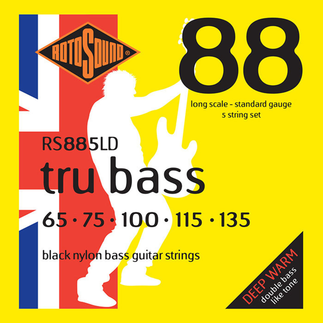 Rotosound E-Bass Strings Tru Bass 88 - 5-kielinen setti Long 65-135; Long-mittakaava: mittakaava (34"/860mm) – medium (32"/810mm) (RS885LD)