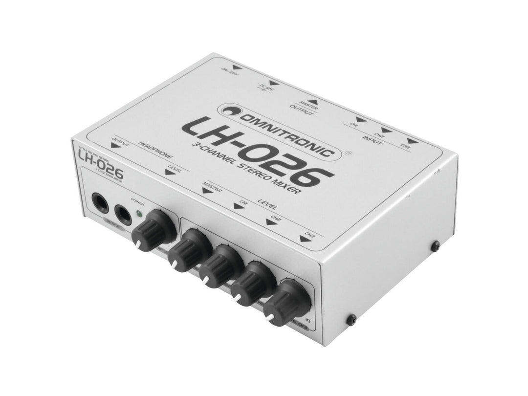 OMNITRONIC LH-026 3-kanavainen Stereo Mixer