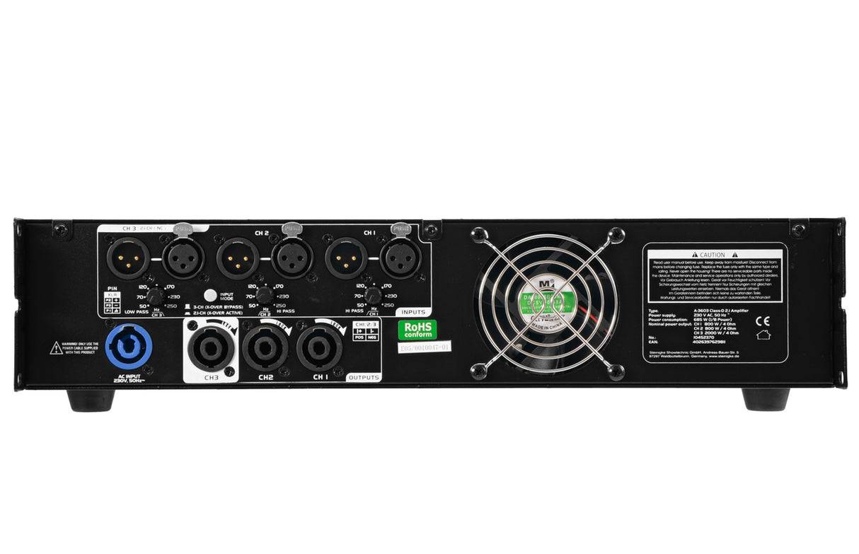 Omnitronic A-3603 D-luokan 2.1 vahvistin