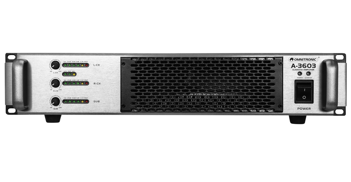 Omnitronic A-3603 D-luokan 2.1 vahvistin