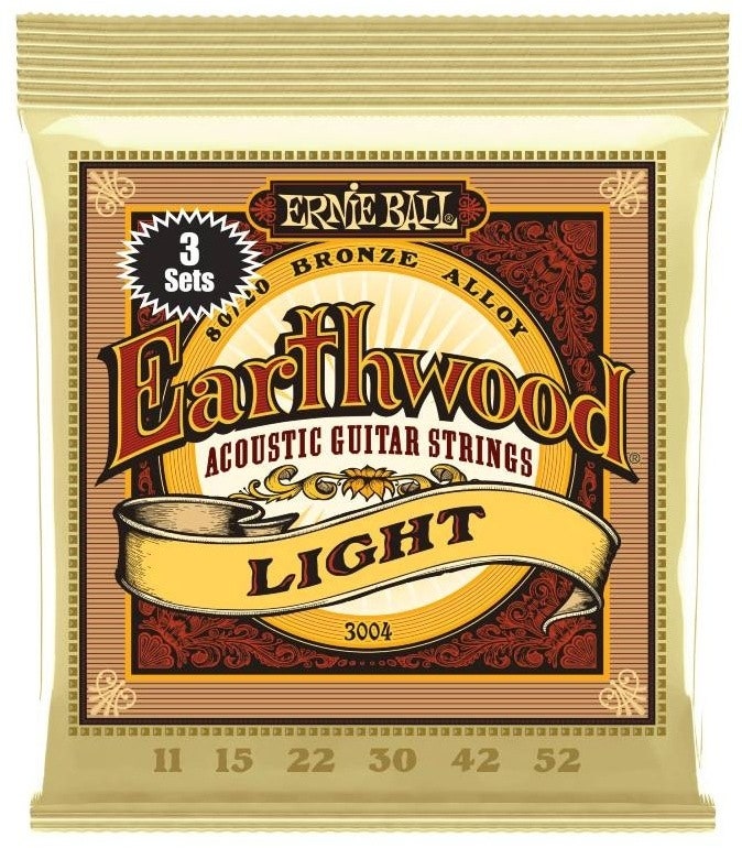 Ernie Ball 3004 Earthwood 80/20 Light, 3-pack