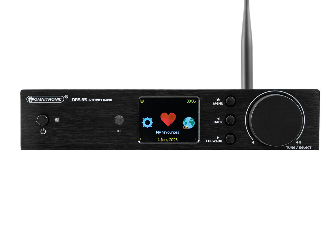 OMNITRONIC DRS-95 Internet Radio, jossa DAB+ ja Bluetooth
