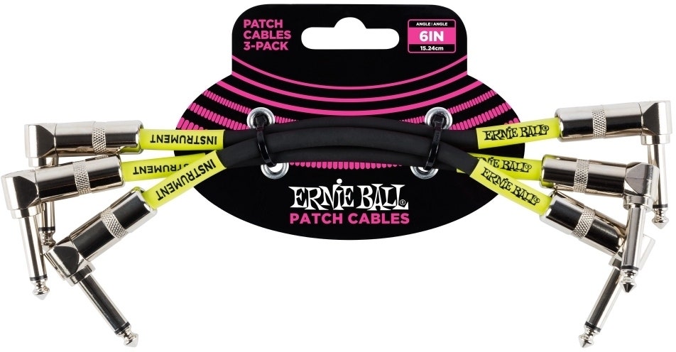 Ernie Ball EB-6050 Patch Cable Black 15 cm, 3 kpl