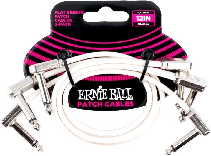 Ernie Ball EB-6386, litteä patch-kaapeli White 30 cm, 3 kpl