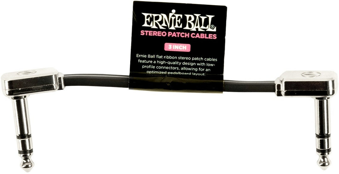 Ernie Ball-6407 Stereo (TRS) litteä patch-kaapeli 7,5cm