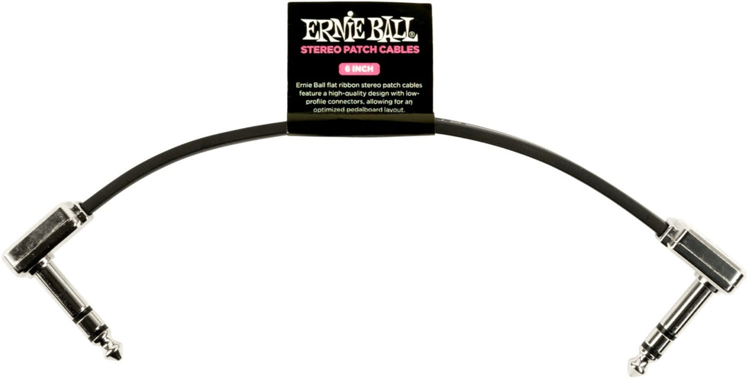 Ernie Ball-6408 Stereo (TRS) litteä patch-kaapeli, 15cm