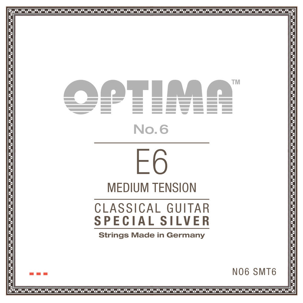 Optima No. 6 E6 klassisk guitarstreng, forsølvet, medium tension