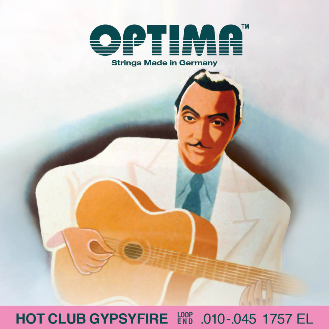 Optima-kielet akustiselle Kitarat Hot Club Gypsyfire hopeoidut - set lenkkipäällä (1757EL)