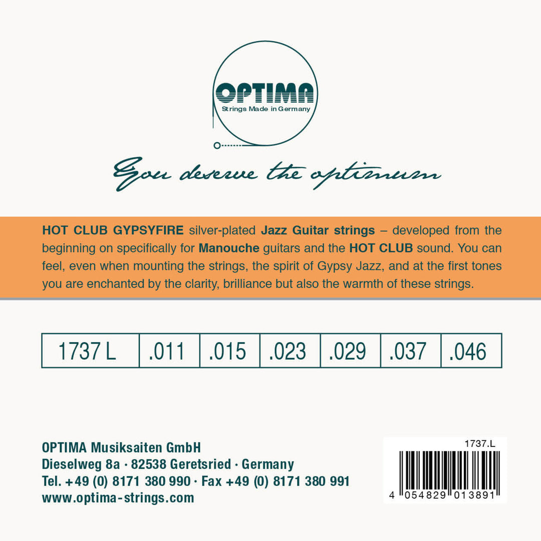 Optima Strings for Acoustic Kitarat Hot Club Gypsyfire silver plated - Set (1737L)