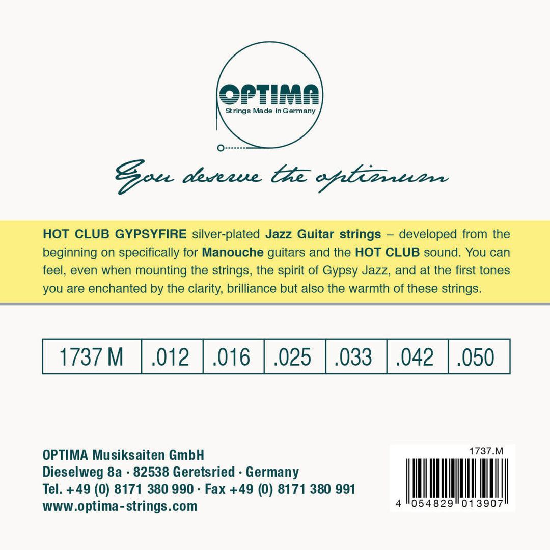 Optima Strings for Acoustic Kitarat Hot Club Gypsyfire silver plated - Set (1737M)