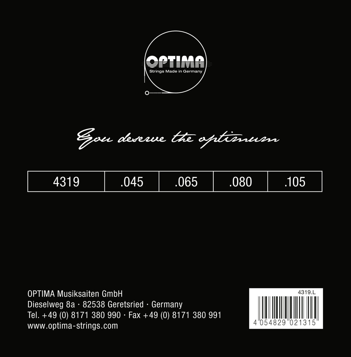 Optima E-Bass Strings Chrome Strings Round Wound Long Scale - Set 4-string med-light (4319ML)