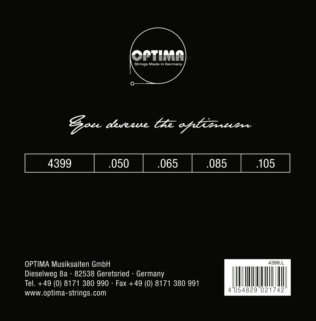 Optima E-bassokielet Chrome Strings Round Wound Long Scale - Set 4-string medium (4399M)