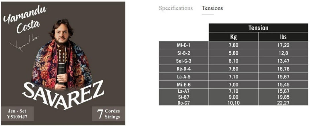 Savarez Jouset klassiselle kitaralle YAMANDU COSTA 7-string - 7-string high tension (Y510MJ7)