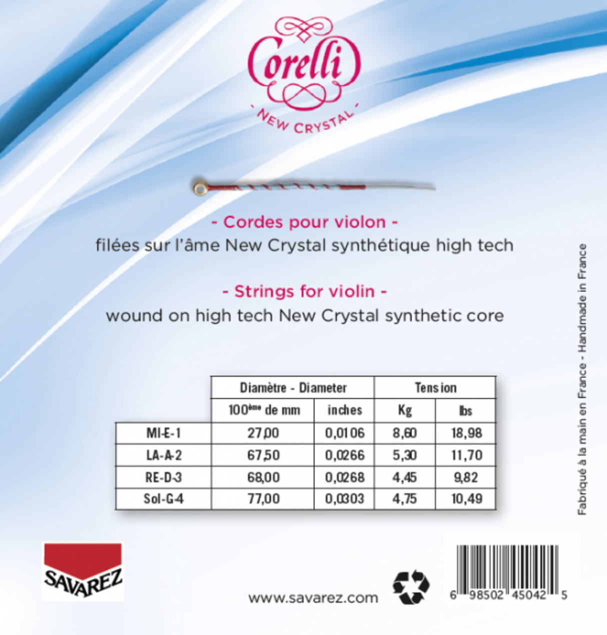 Corelli Violin strings New Crystal - Medium (700M)