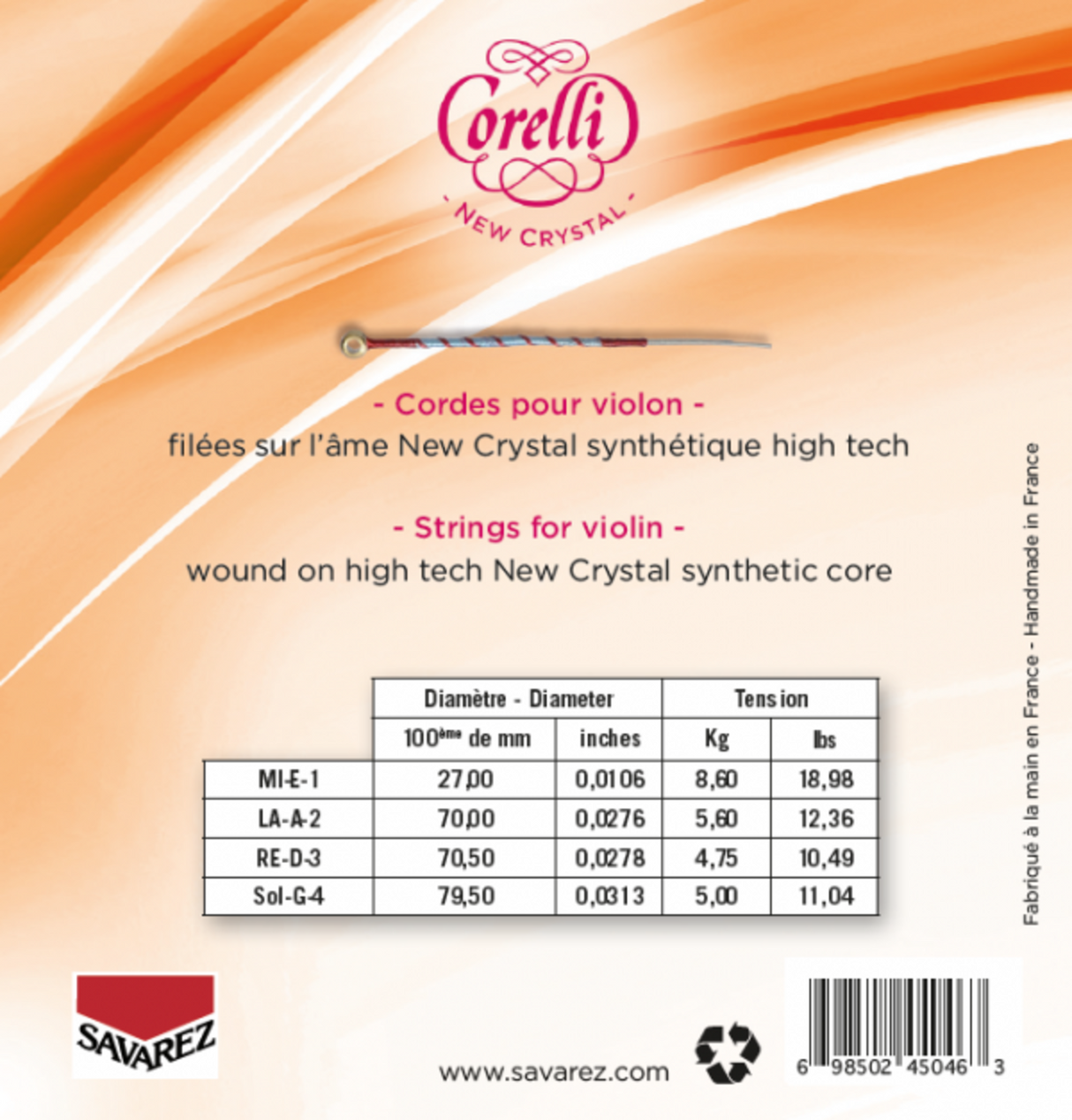 Corelli Violin strings New Crystal - Forte (700F)