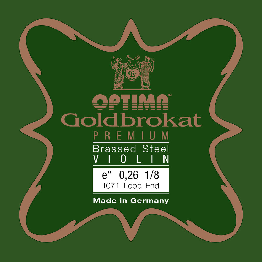 Optima Goldbrokat Premium Brassed E-streng 1/8-violin, 0,26 mm, løkke