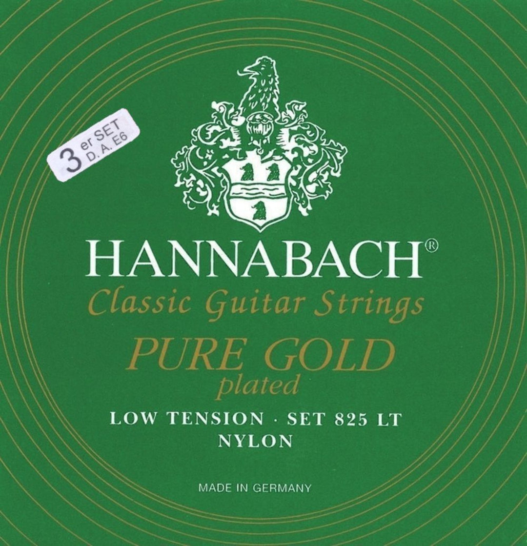 Hannabach-kielet klassiselle Kitarat Serie 825 Low tension specialized gold plated - 3er Bass low (8257LT)