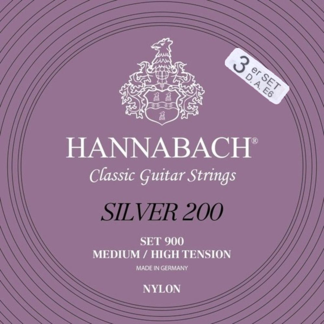 Hannabach-kielet klassiselle kitaralle Series 900 Medium/High Tension Silver 200 - 3er Bass med-hi (9007MHT)
