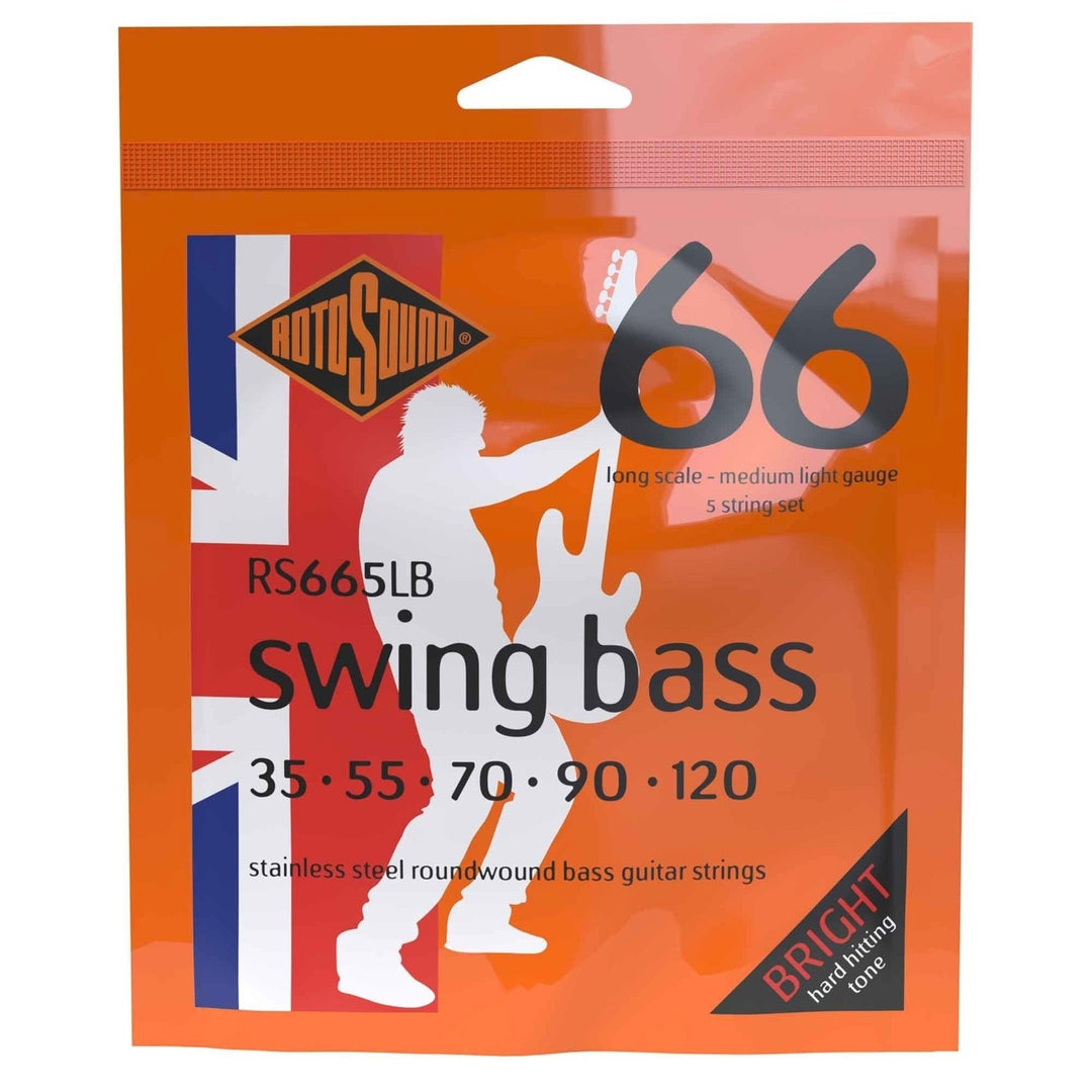 Rotosound E-Bass Strings Swing Bass 66 - Set 5-kielinen ruostumaton teräs Medium-Light 35-120 (RS665LB)