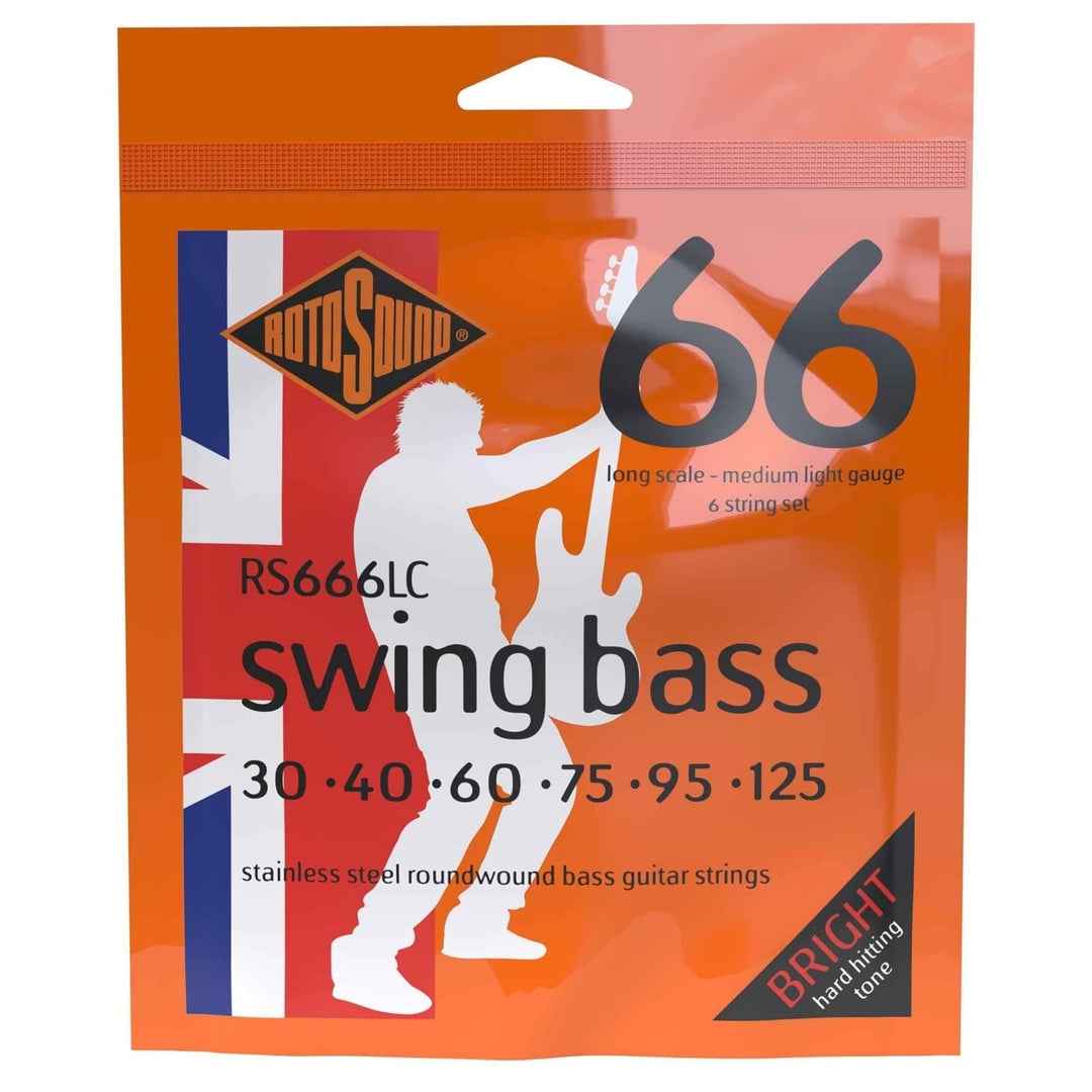 Rotosound E-Bass Strings Swing Bass 66 - Set 6-kielinen ruostumaton teräs Medium Light 30-125 (RS666LC)