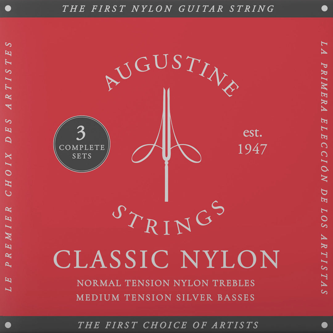 Augustine Strings klassiselle kitaralle Classic Label - 3 x Set Classic Red (normal/medium)