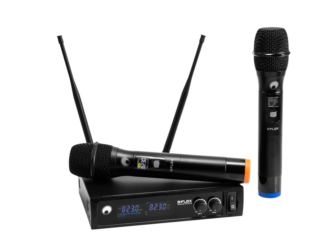 OMNITRONIC UHF E-FLEX 2, langaton mikrofonijärjestelmä 823-832/863-865 MHz