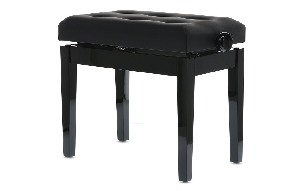 GEWA Piano bench Deluxe Leather Black, Highgloss - Black cover made of artificial leather