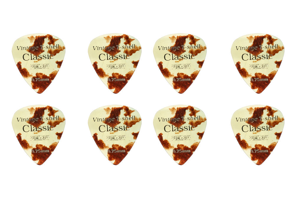 Pick Boy Vintage Classic T-Shell plektre, kort, 0,75 mm, 8 stk.