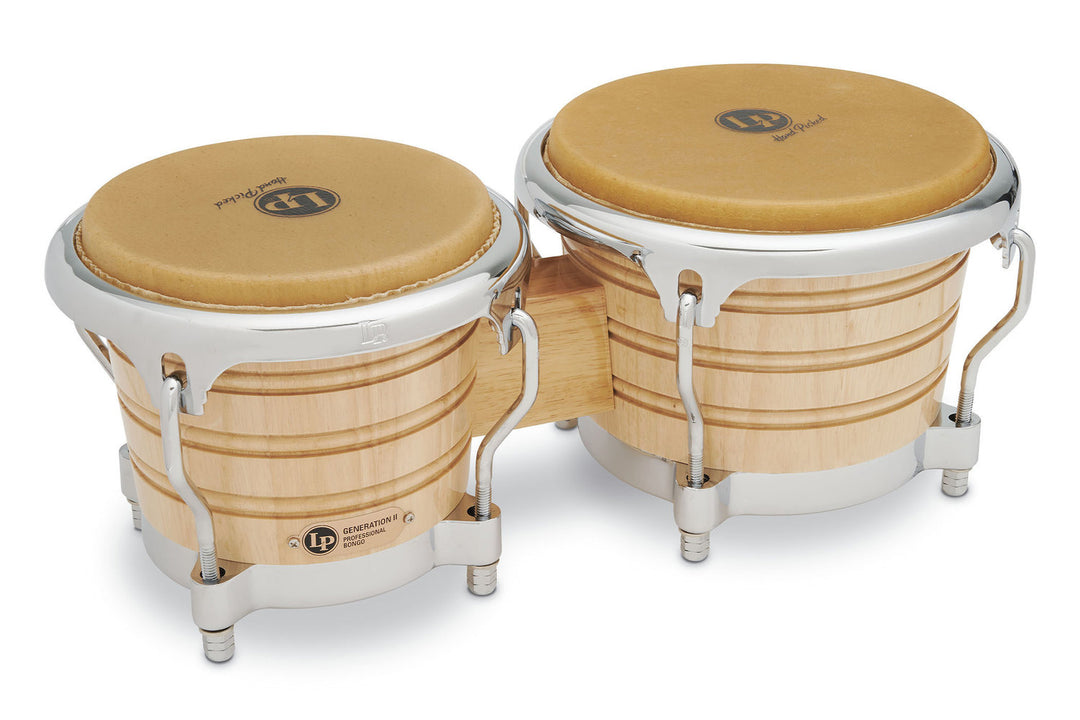 Latin Pundistussoittimet Bongo Generation II Wood - Natural, Chrome HW (LP201AX-2)