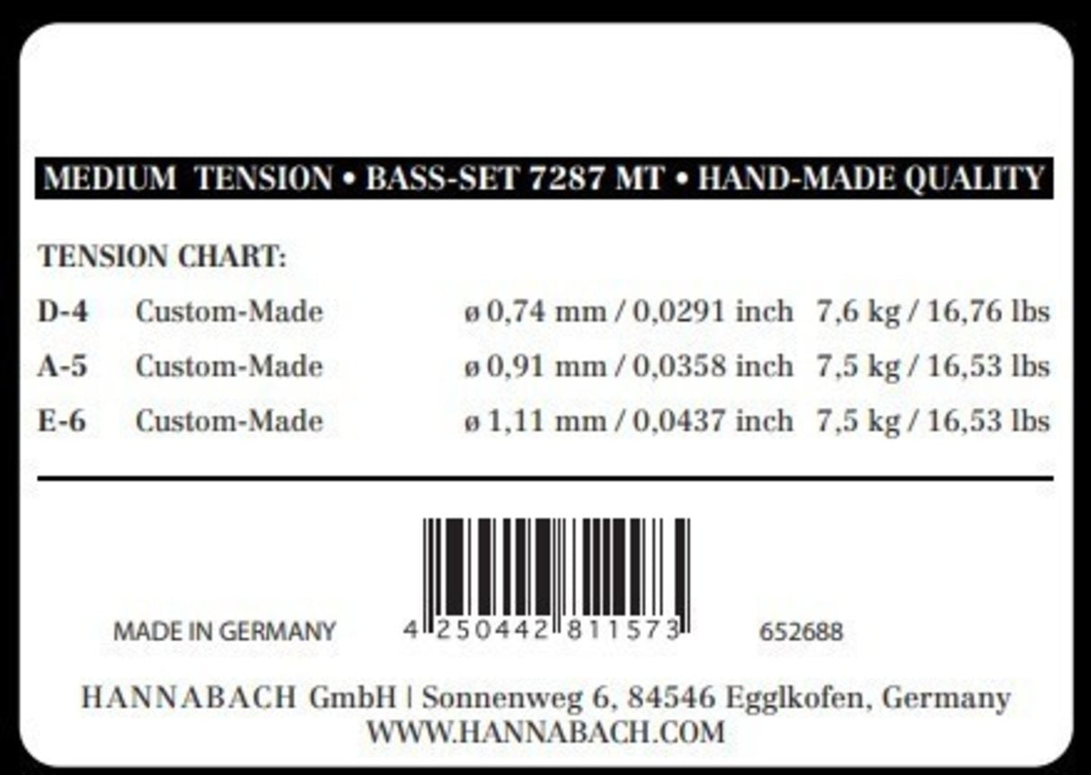 Hannabach Strings for classic guitar Series 728 Medium Tension Custom Made - 3er Bass medium (7287MT)