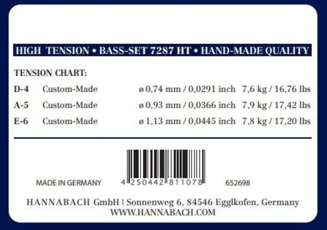 Hannabach Strings for classic Kitarat Series 728 High Tension Custom Made - 3er Bass high (7287HT)