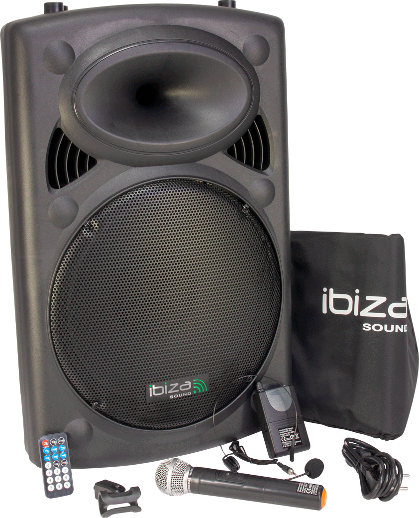 Ibiza Kannettava Kaiutin 15" Bassolla (Musta, 800W)