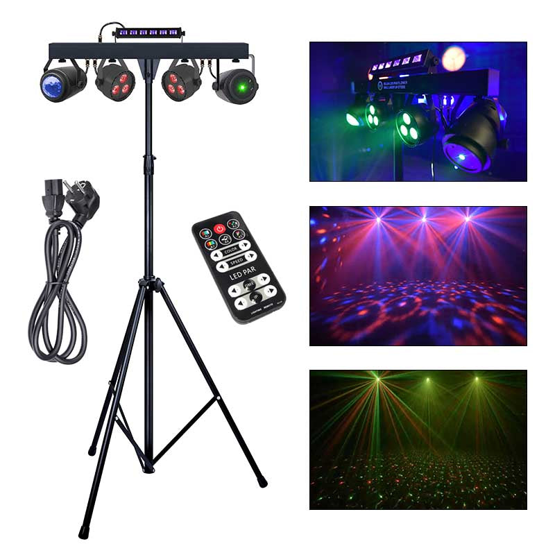 LIGHT4ME T-BAR LED PAR BLOMSTERKUGLE LASER UV STROBE diskovalaisutus multiefekti