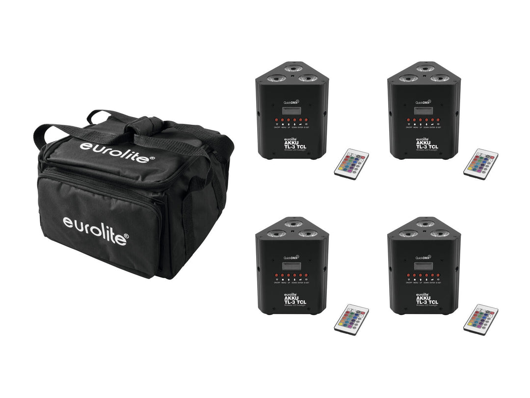 EUROLITE Set 4x AKKU TL-3 QuickDMX + pehmeä laukku