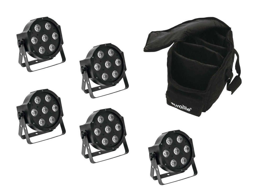 EUROLITE Set 5x LED SLS-7 HCL Spot + pehmeä laukku
