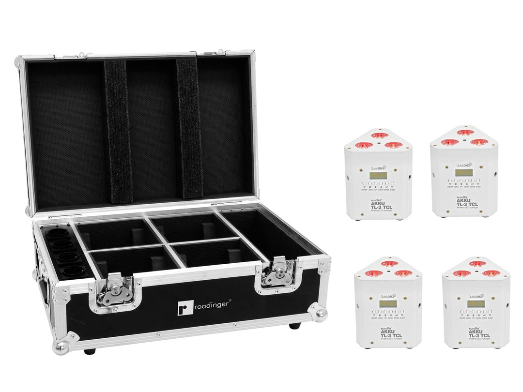 EUROLITE Set 4x AKKU TL-3 TCL valkoinen + Case lataustoiminnolla