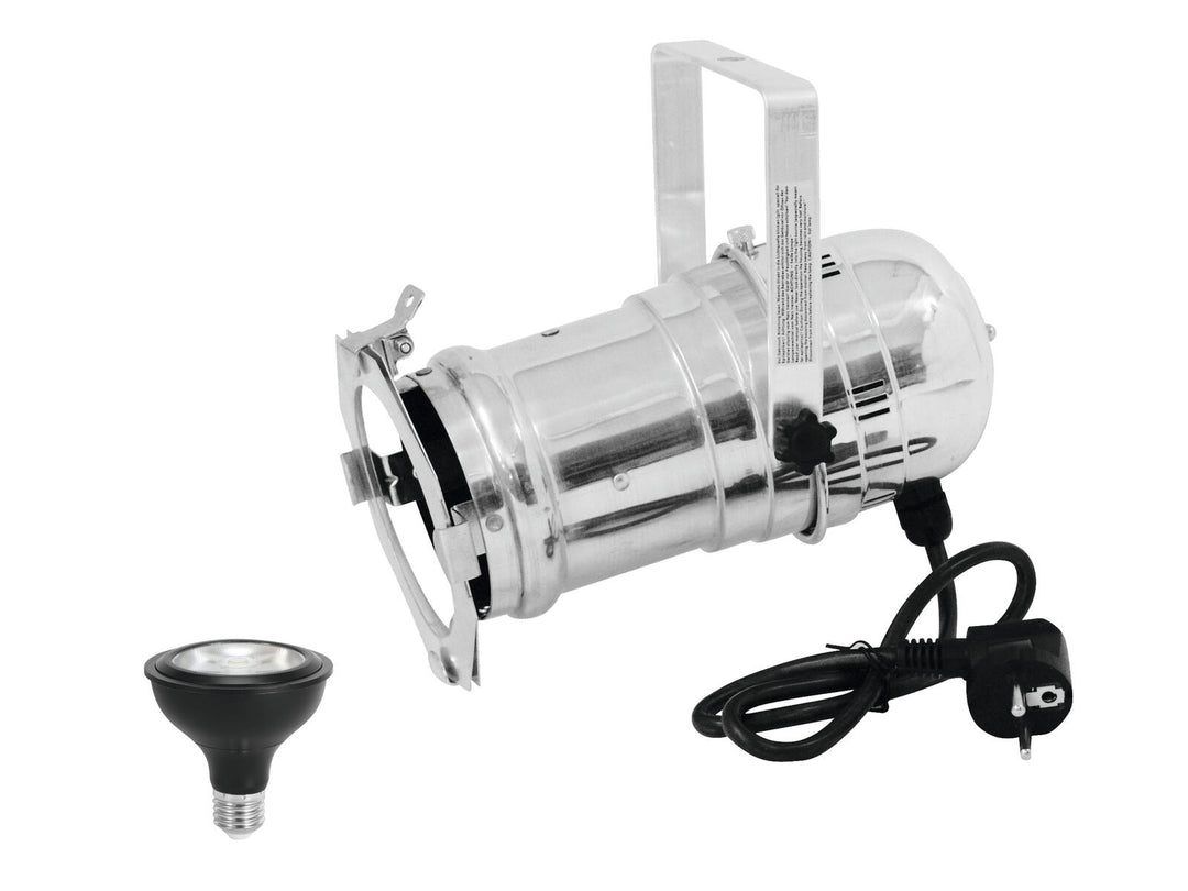 EUROLITE Set PAR-30 Spot sil + PAR-30 230V COB 12W E-27 LED 1800-3000K dim2warm
