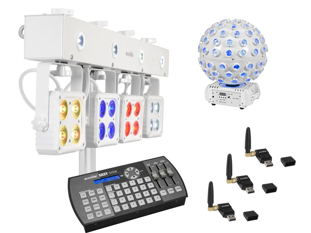 EUROLITE-setti LED KLS-180 wh + LED B-40 wh + USB QuickDMX + Easy Show