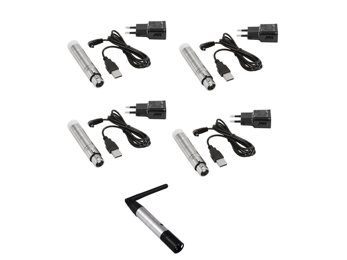 EUROLITE Set QuickDMX 1x Transmitter + 4x AKKU Receiver