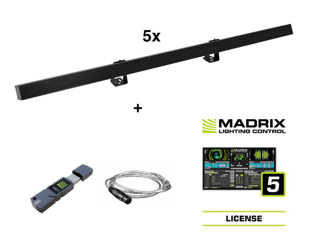 EUROLITE Setti 5x LED PR-100/32 Pixel DMX Rail bk + Madrix Software