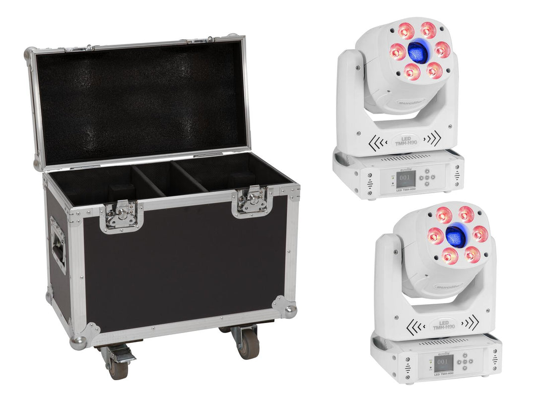 EUROLITE Set 2x LED TMH-H90 Hybrid Liikkuvat päät Spot/Wash COB wh + Case