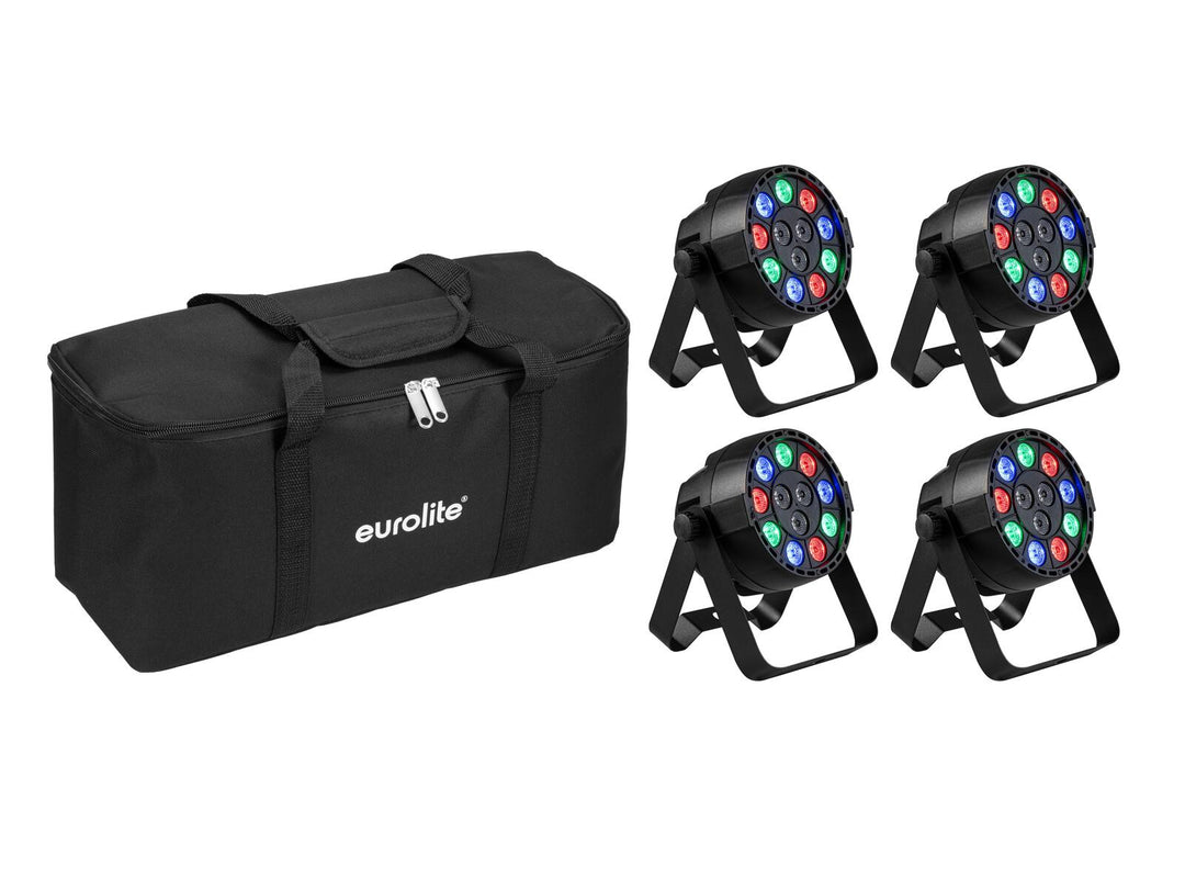 EUROLITE Set 4x AKKU Mini PARty RGBW Spot MK2 + Pehmeä laukku